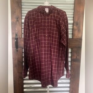 Brooks brothers long sleeve Plaid Button-Up Shirt in Burgundy and yellow size L